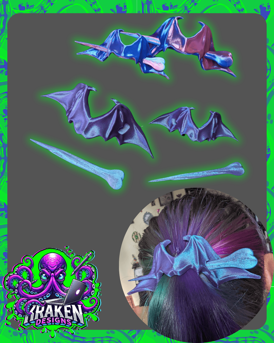 Bat Wing Hair Pin 3d model
