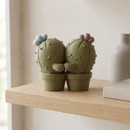 Hugging Cactus Couple - Valentine's Day Decor, Cute Home and Office Decor Gift 3d model