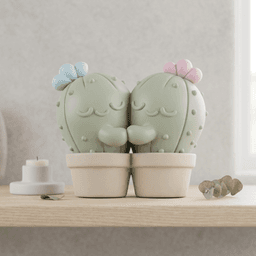Hugging Cactus Couple - Valentine's Day Decor, Cute Home and Office Decor Gift 3d model
