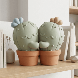 Hugging Cactus Couple - Valentine's Day Decor, Cute Home and Office Decor Gift 3d model