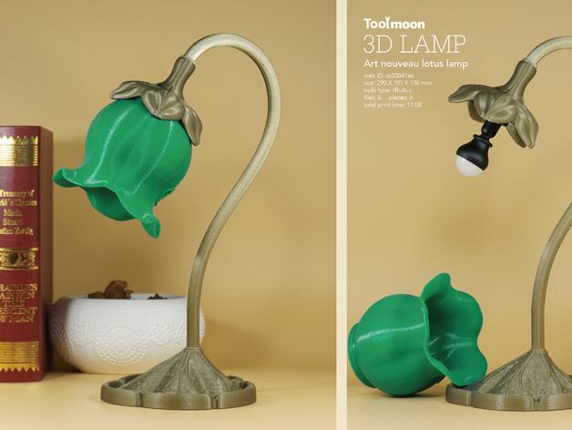 art nouveau lotus lamp 3d model