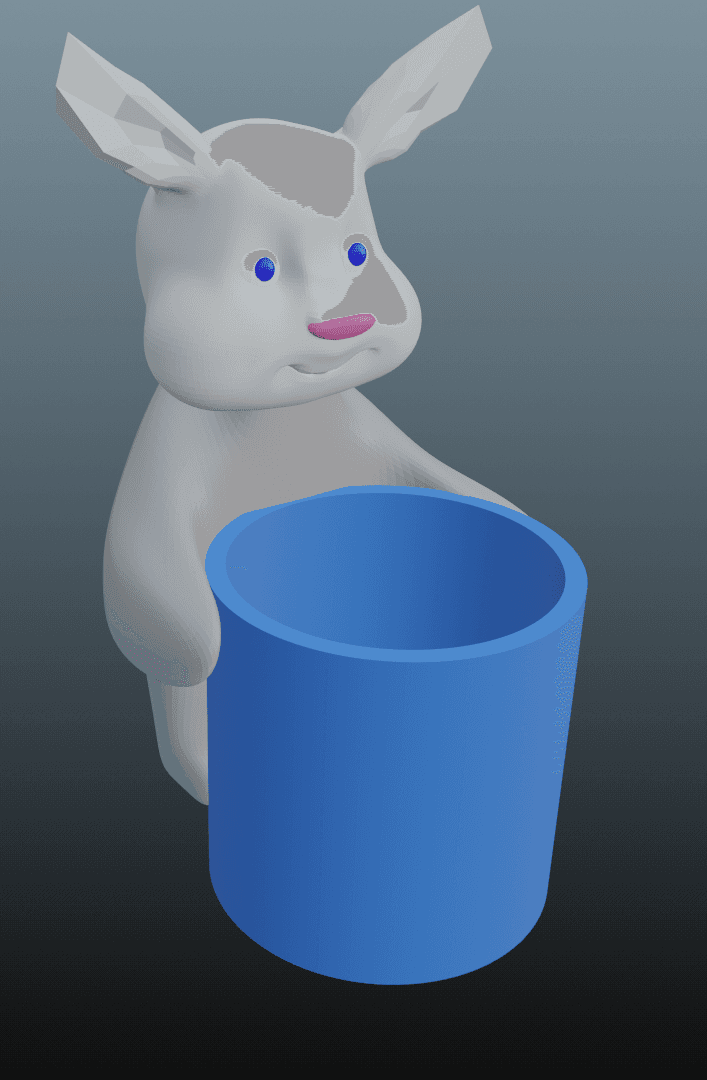 Bunny holding a pot 3d model