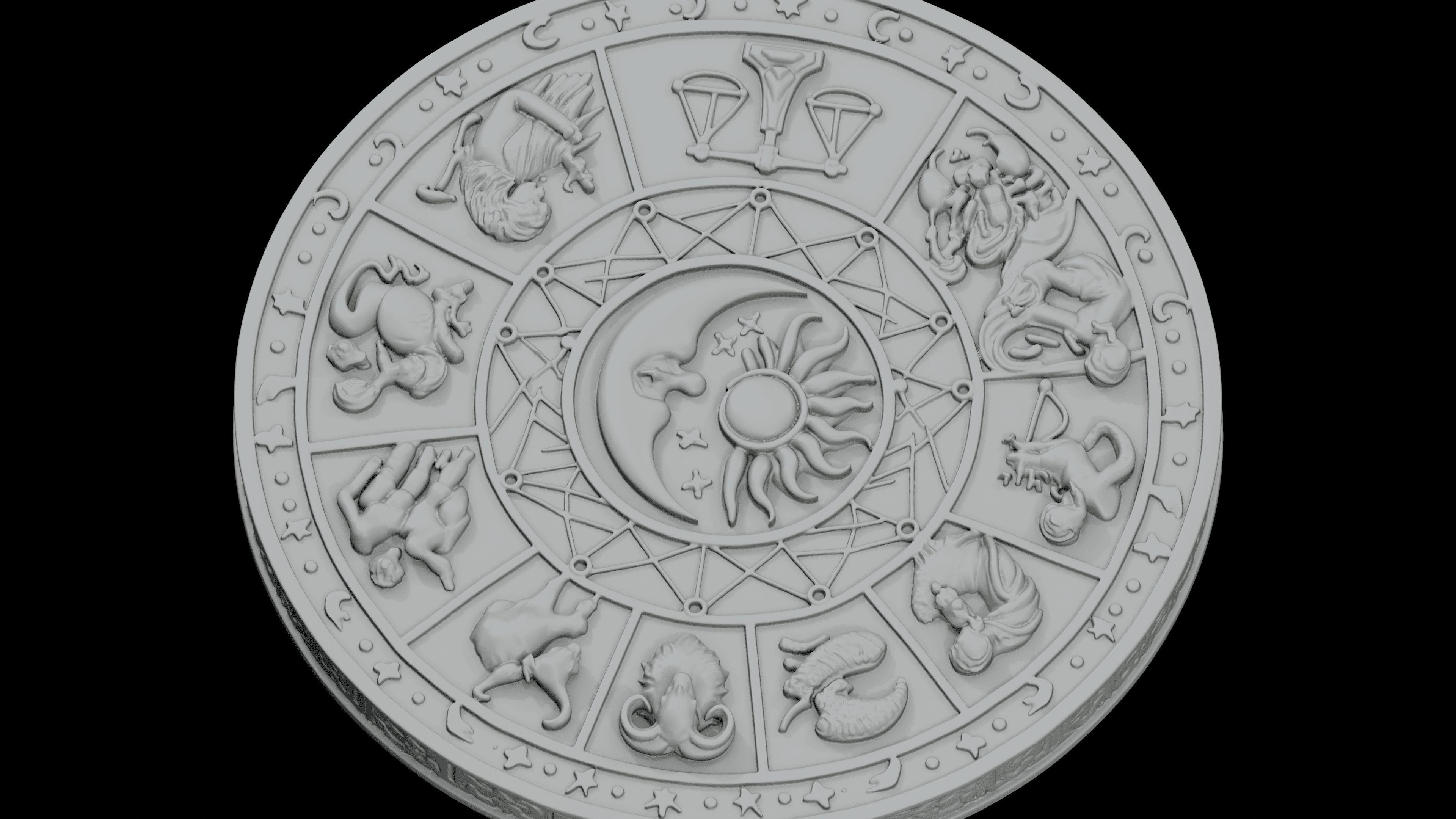 Zodiac Altar Plate STL - Printable Spiritual Decor Object 3d model