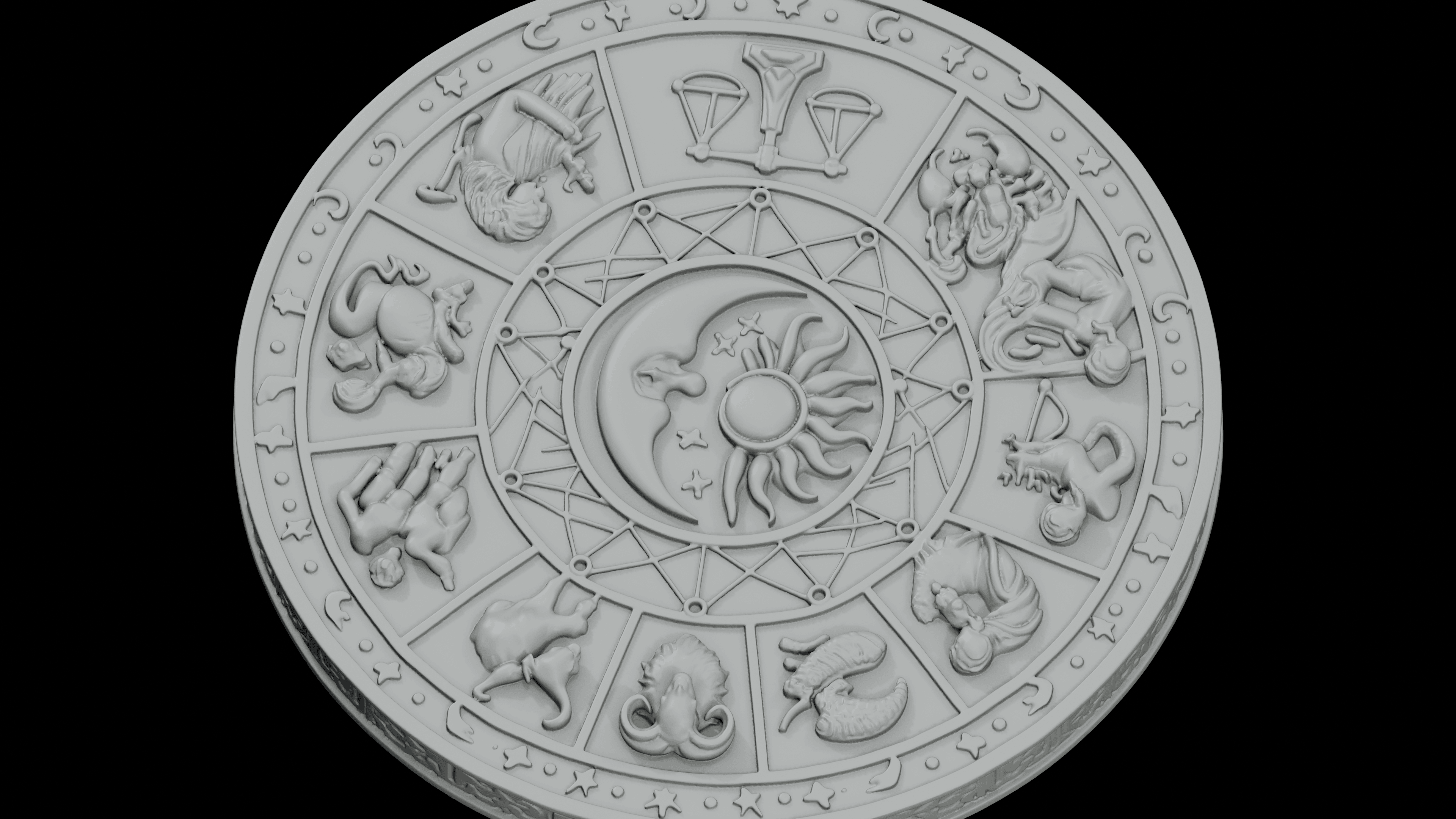 Zodiac Altar Plate STL - Printable Spiritual Decor Object 3d model