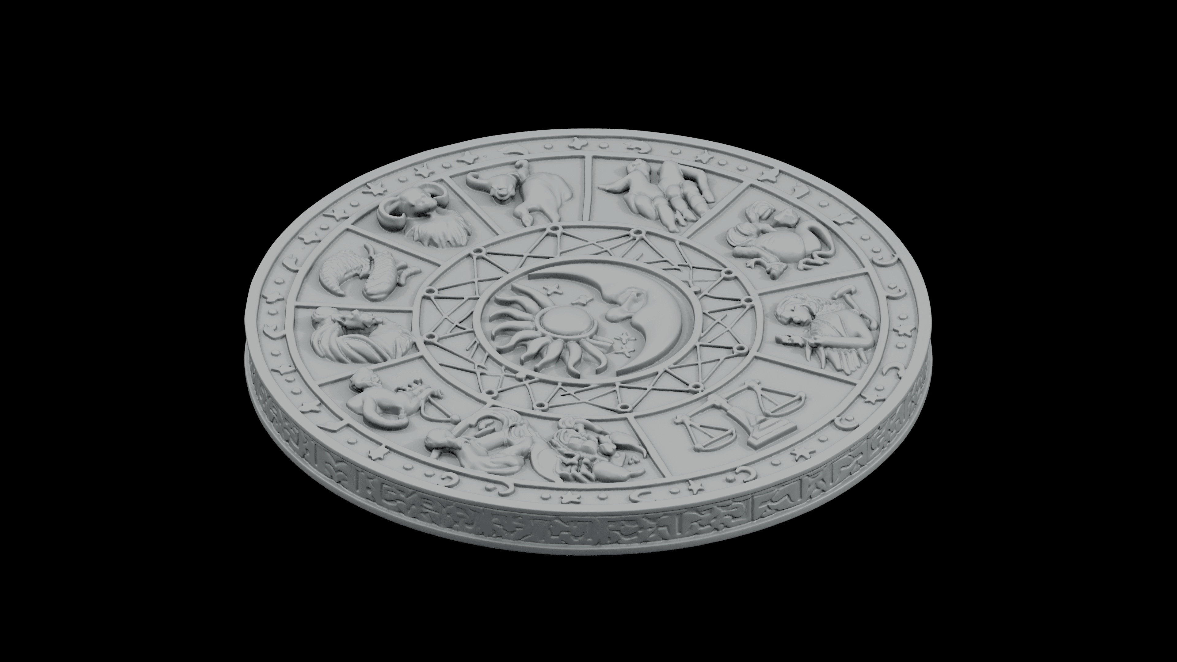 Zodiac Altar Plate STL - Printable Spiritual Decor Object 3d model