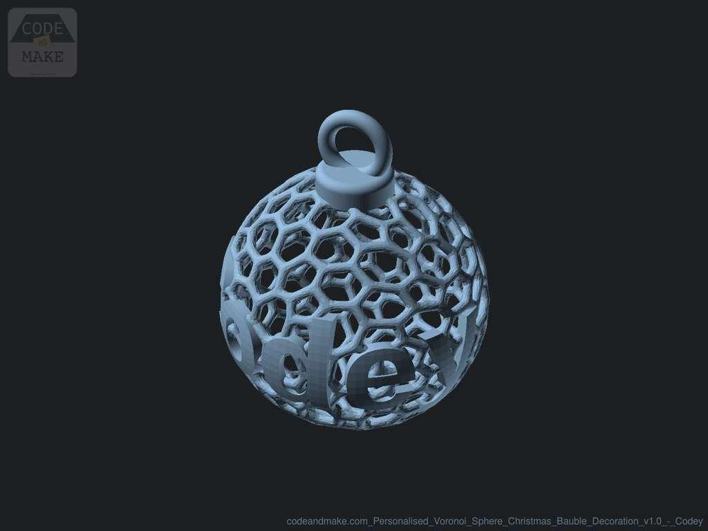 Personalised Voronoi Sphere Christmas Bauble Decoration 3d model