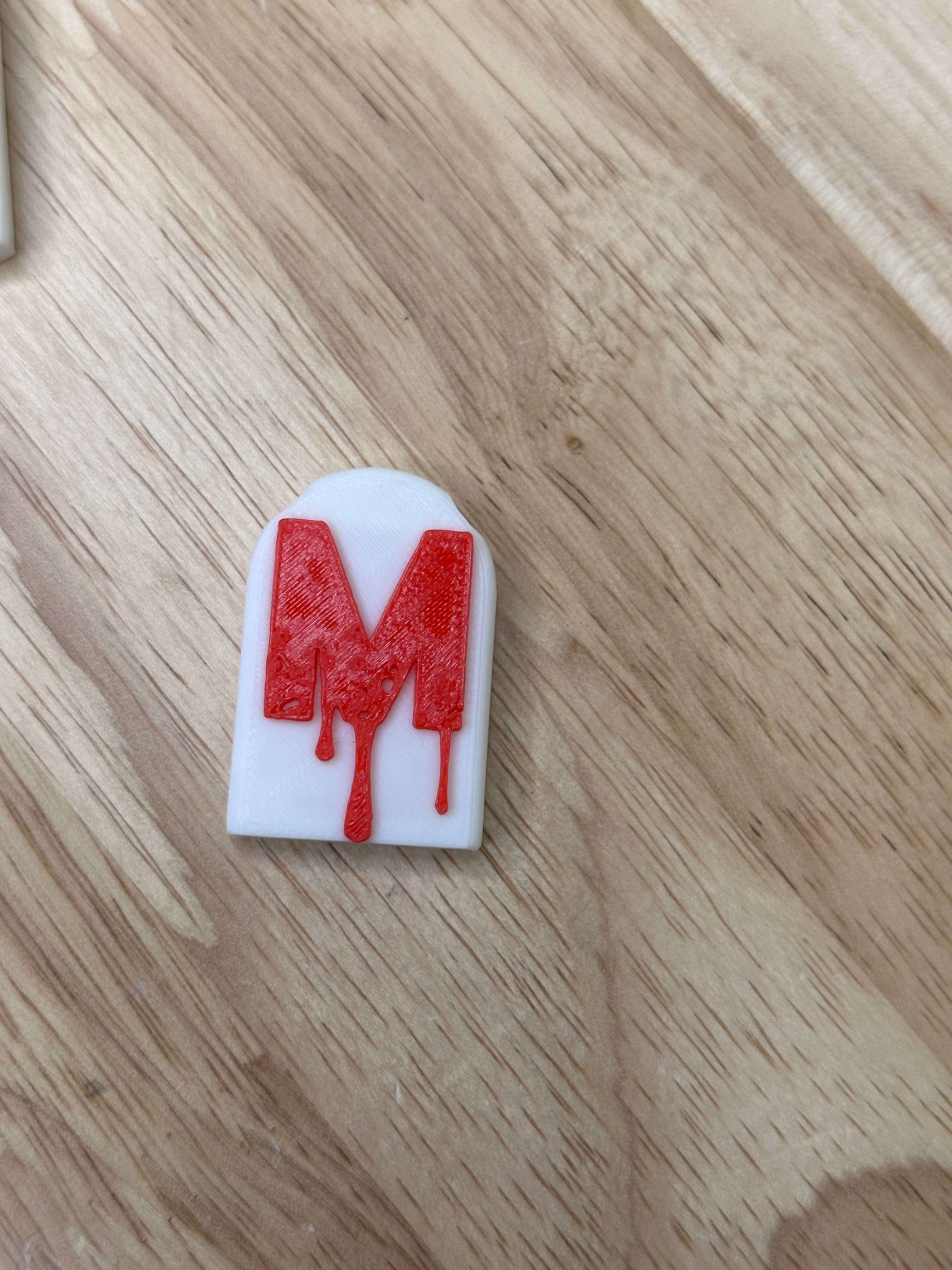 Eerie Elegance: Halloween Headstone Alphabet Keychain - Personalize Your Spooky Style! LETTER M 3d model