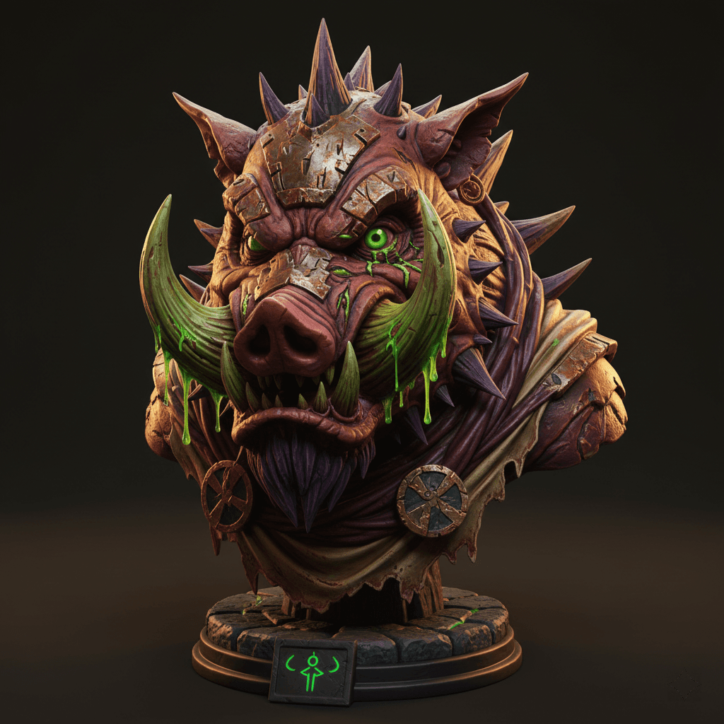 Toxic Boar Bust Mutant Detailed STL File 3d model