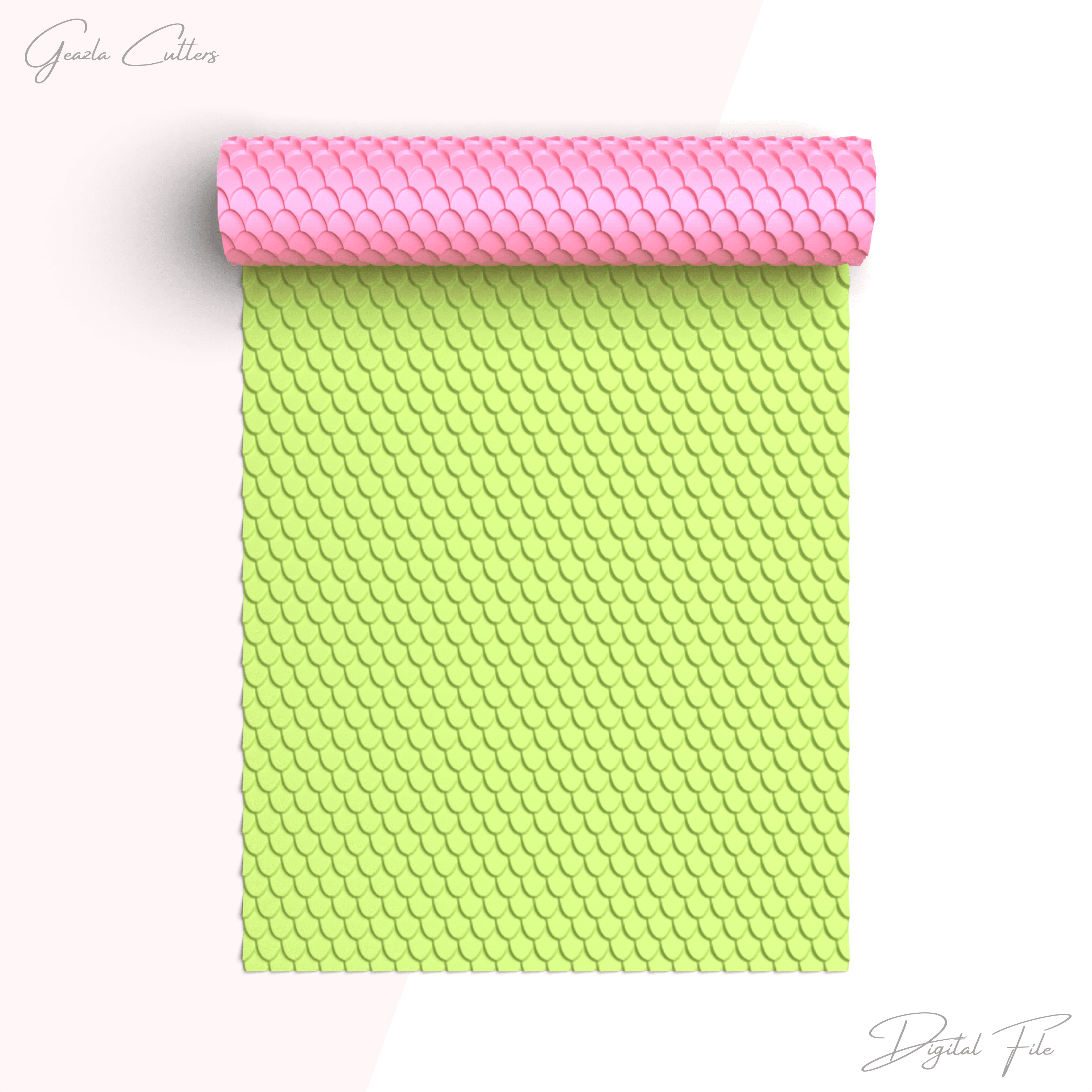 Mermaid Scales Texture Roller For Polymer Clay, Skin Clay Texture Rolling Pin, No: 1446 3d model