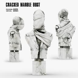 Cracked Marble Bust 3d model
