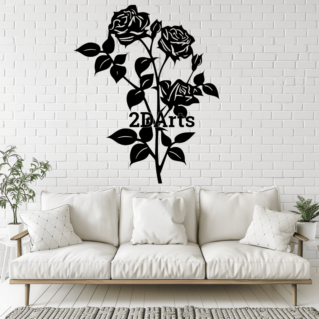 Roses 2D Wall Art/Window Art - Digital STL & SVG File 3d model