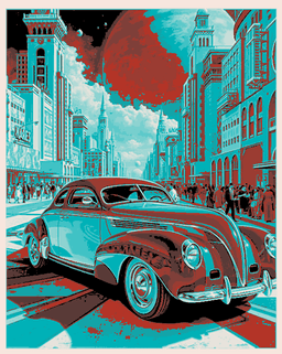 Classic Pop Art Style car on display - Hueforge wall art 3d model
