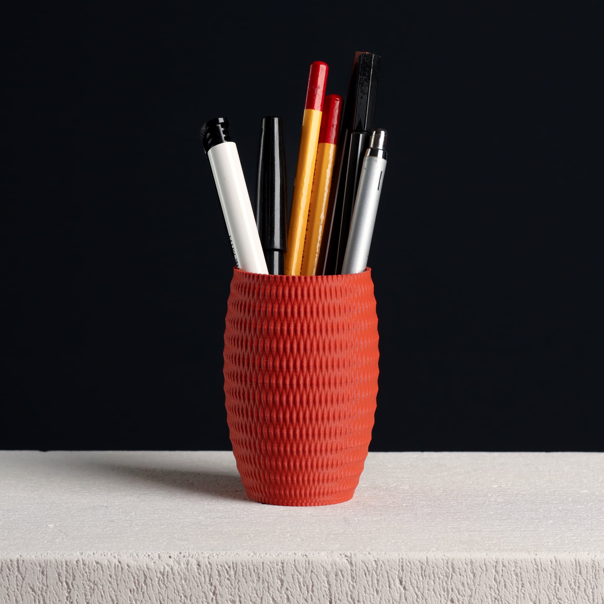 Textured Pencil Cup, Office Organizer (vase mode) 3d model