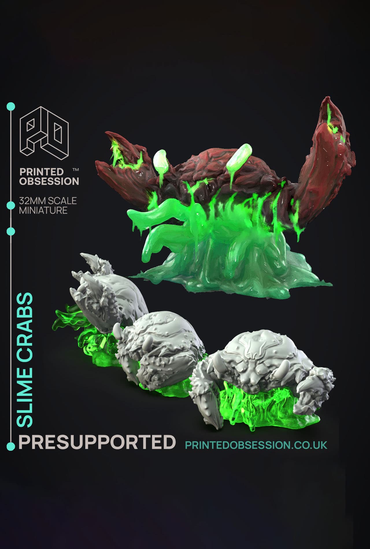 Slime Crab 1 - The Gelatinous Queen - PRESUPPORTED - Illustrated and Stats - 32mm scale 3d model