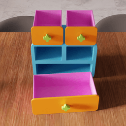 Retro Geometric Modular Desktop Drawer Organizer 3d model
