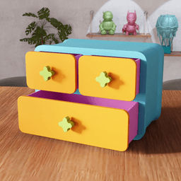 Retro Geometric Modular Desktop Drawer Organizer 3d model
