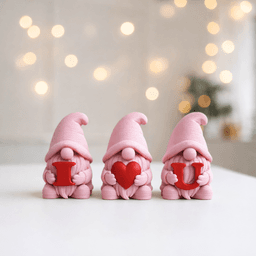Gnome I Love You Set | 3 pcs Valentine Gift Decoration | Festive Love Holiday Decor 3d model
