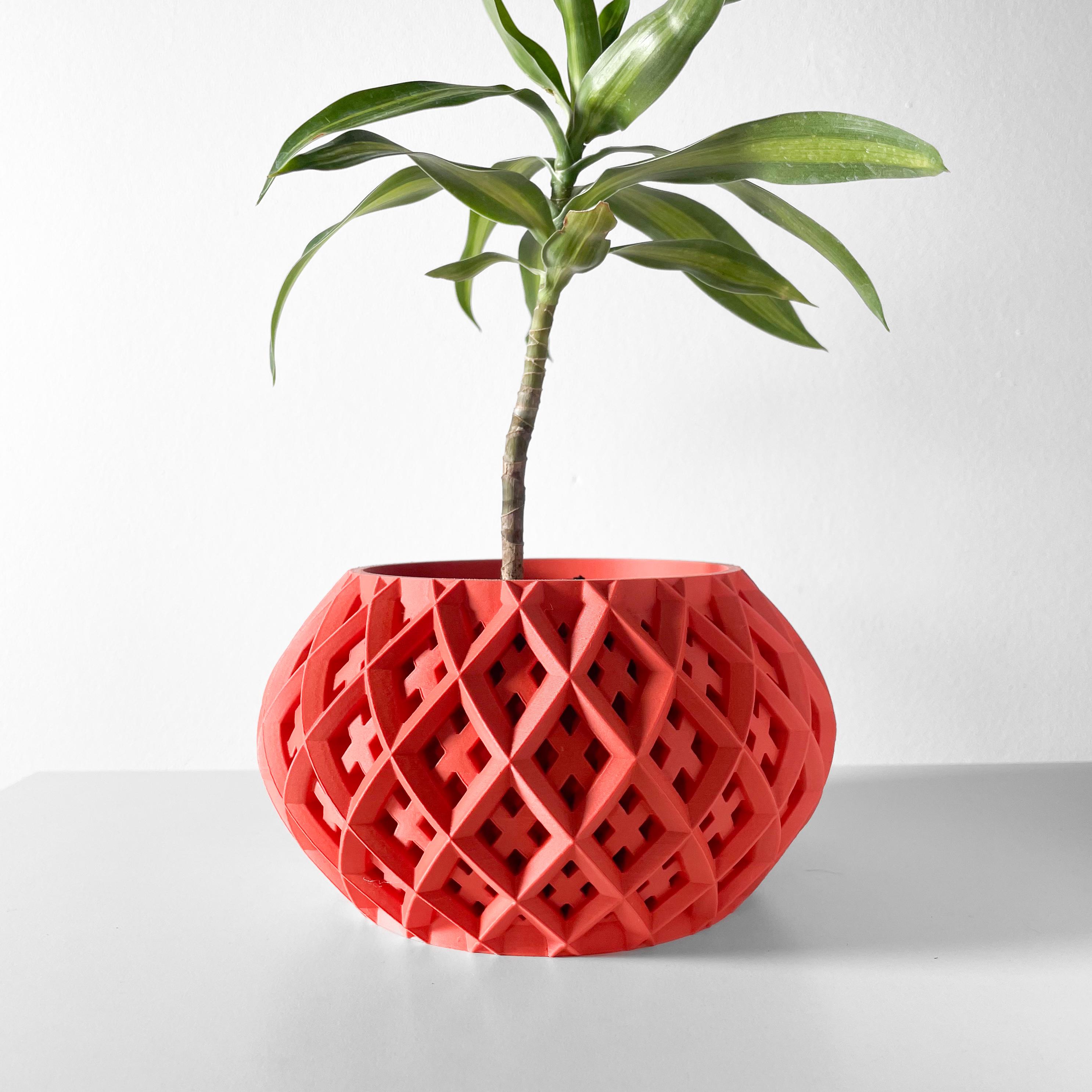 The Rokio Planter Pot with Drainage Tray & Stand: Modern and Unique Home Decor for Plants 3d model
