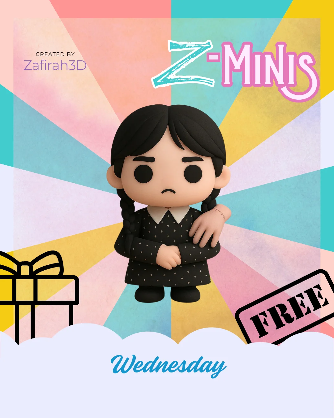 WEDNESDAY ADDAMS FOR FREE Z-MINIS 3d model