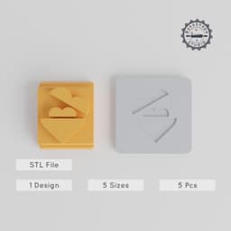 Heart in Heart Stamp Tile Collection, 5 Piece Set for Clay, Cookies & Fondant, 20-40mm, Emotion & Health Care Motif PRODUCT_1764 3d model