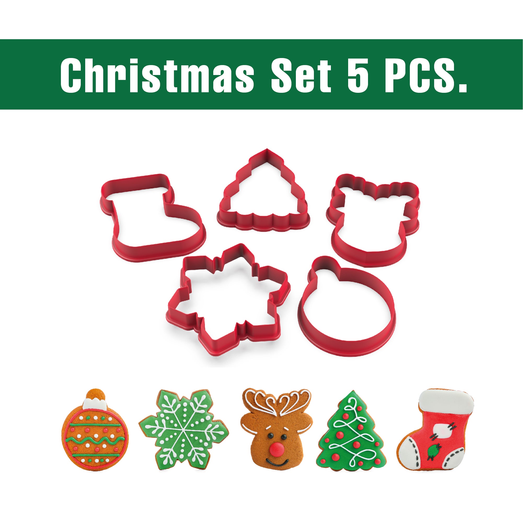 Christmas Cookie Cutter Set (5 PCS), Festive Holiday Baking Tools, Shapes Cutter, Fun Christmas Gift 3d model