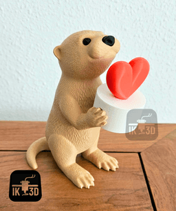 Otter With Heart Candle Holder / Multiparts & Multicolor 3d model