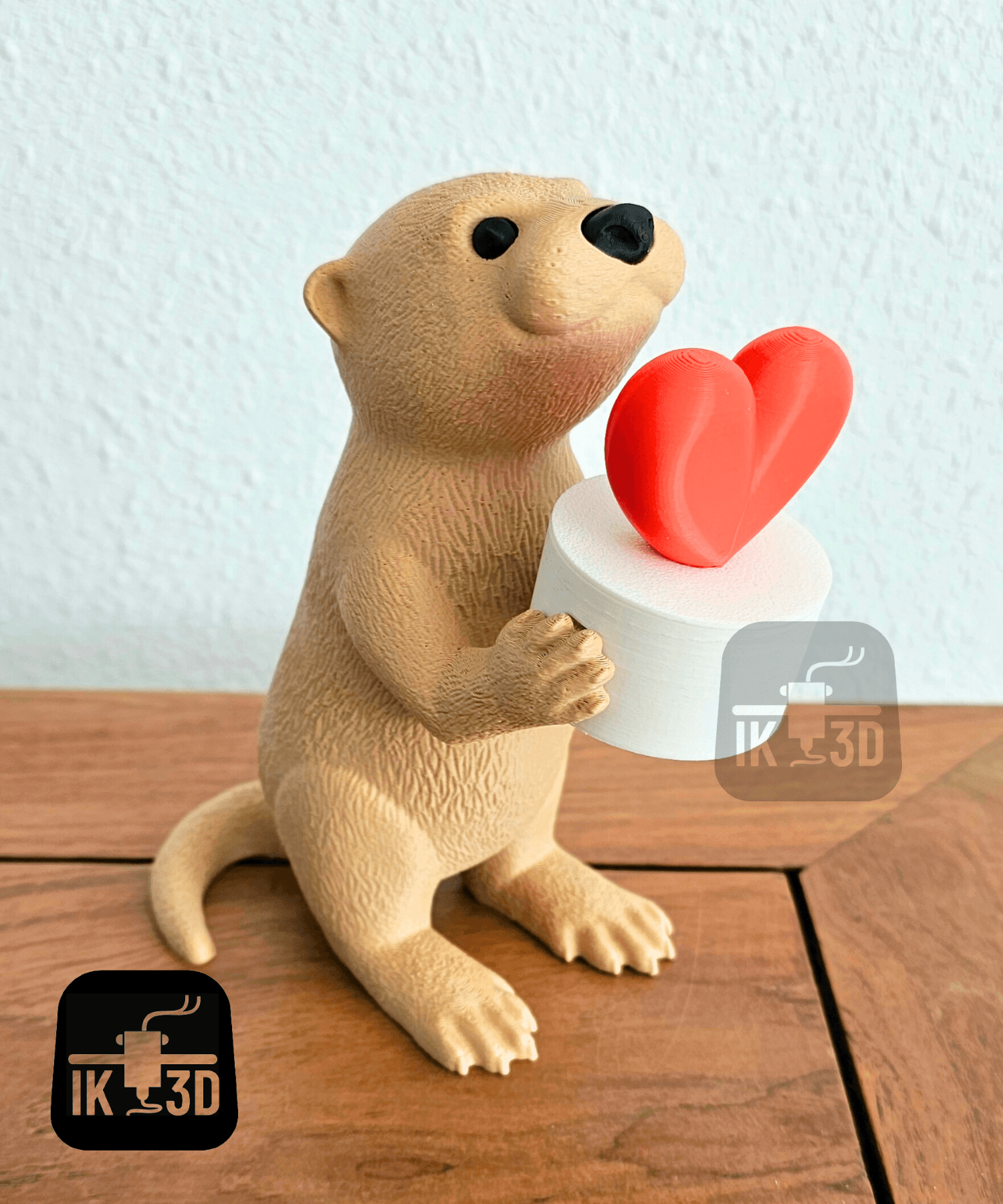 Otter With Heart Candle Holder / Multiparts & Multicolor 3d model