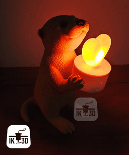 Otter With Heart Candle Holder / Multiparts & Multicolor 3d model