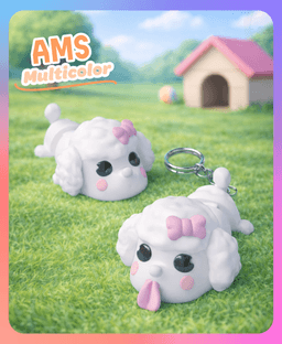 Flexi Standard Poodle – Playful Pup Keychain (Multicolor) 3d model