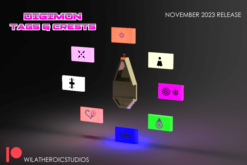 Digimon Tag and Crest Set 3d model