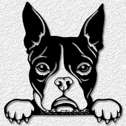 boston terrier wall art dog decoration 3d model