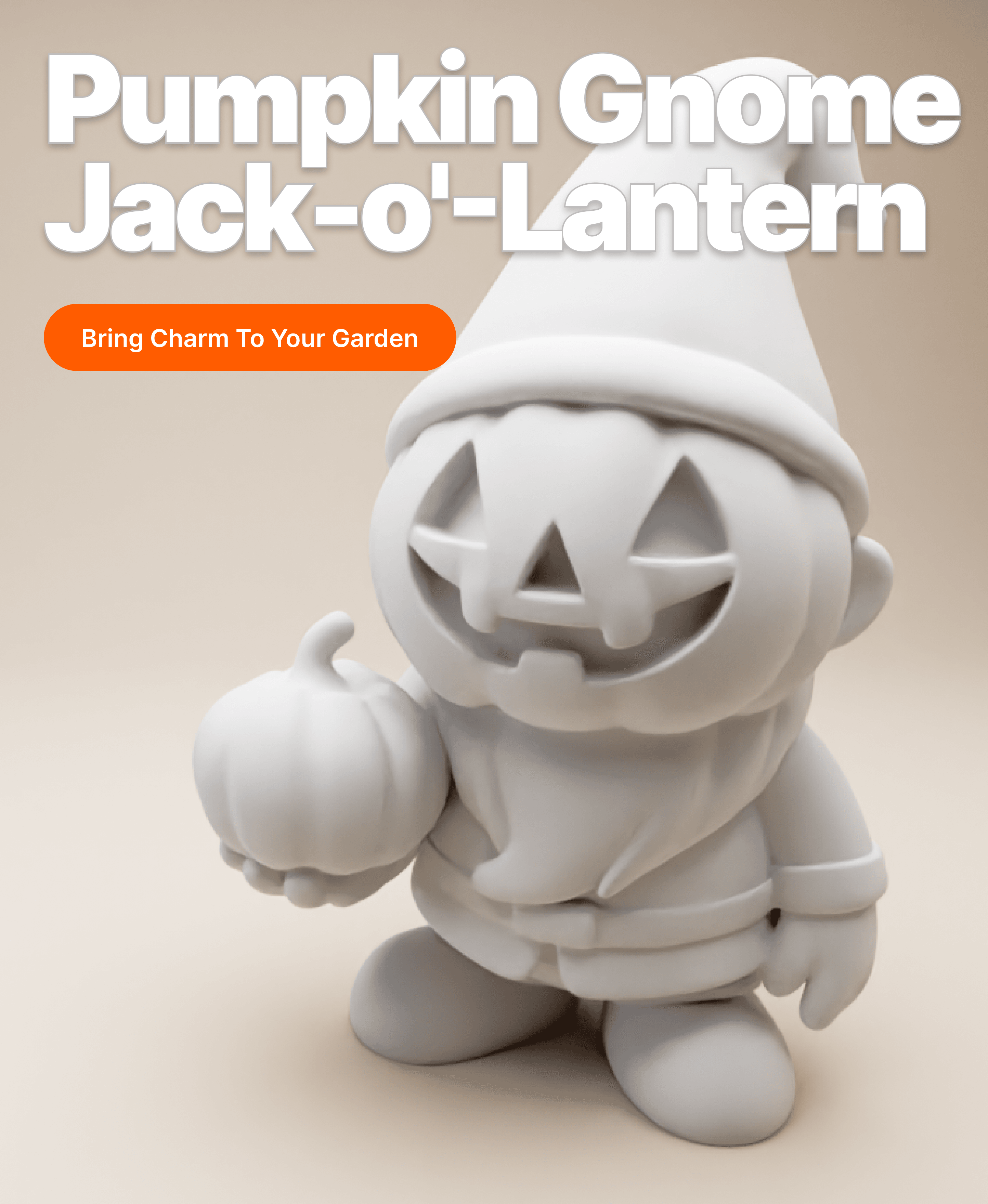 Pumpkin Head Gnome with Jack-o'-Lantern – Halloween 3D Printable Figurine 3d model