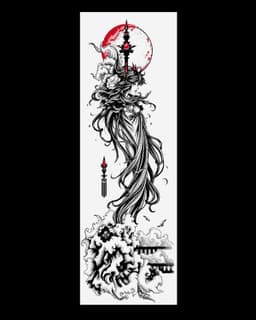 Orient influenced Line art depicting symbolic women - set of bookmarks 3d model
