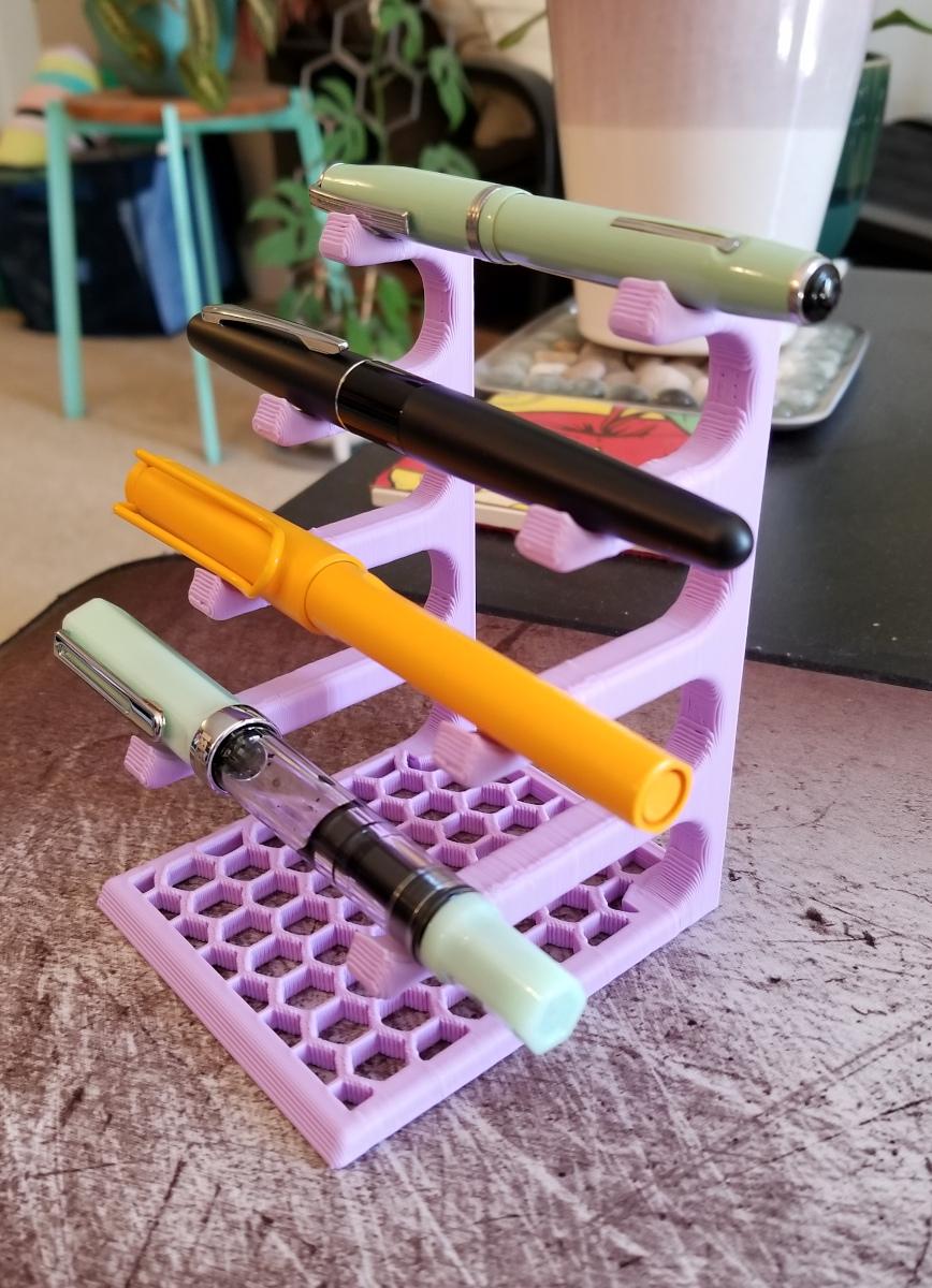 Pen Stand - Holds 4 pens, pencils, crochet hooks, markers, etc 3d model
