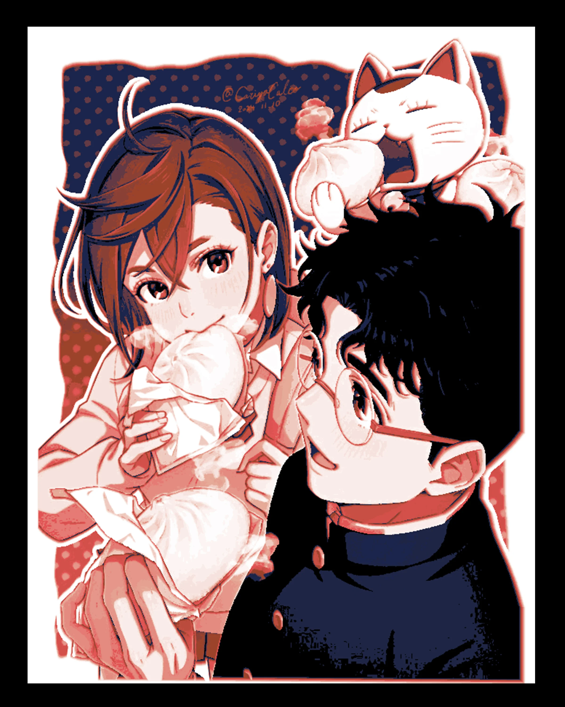 Dandadan fan art - Ken Takakura and Momo Ayase sharing some dumplings - 6 color 3d model