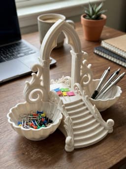 Gothic Arch Desk Organizer & Pen Holder 3d model