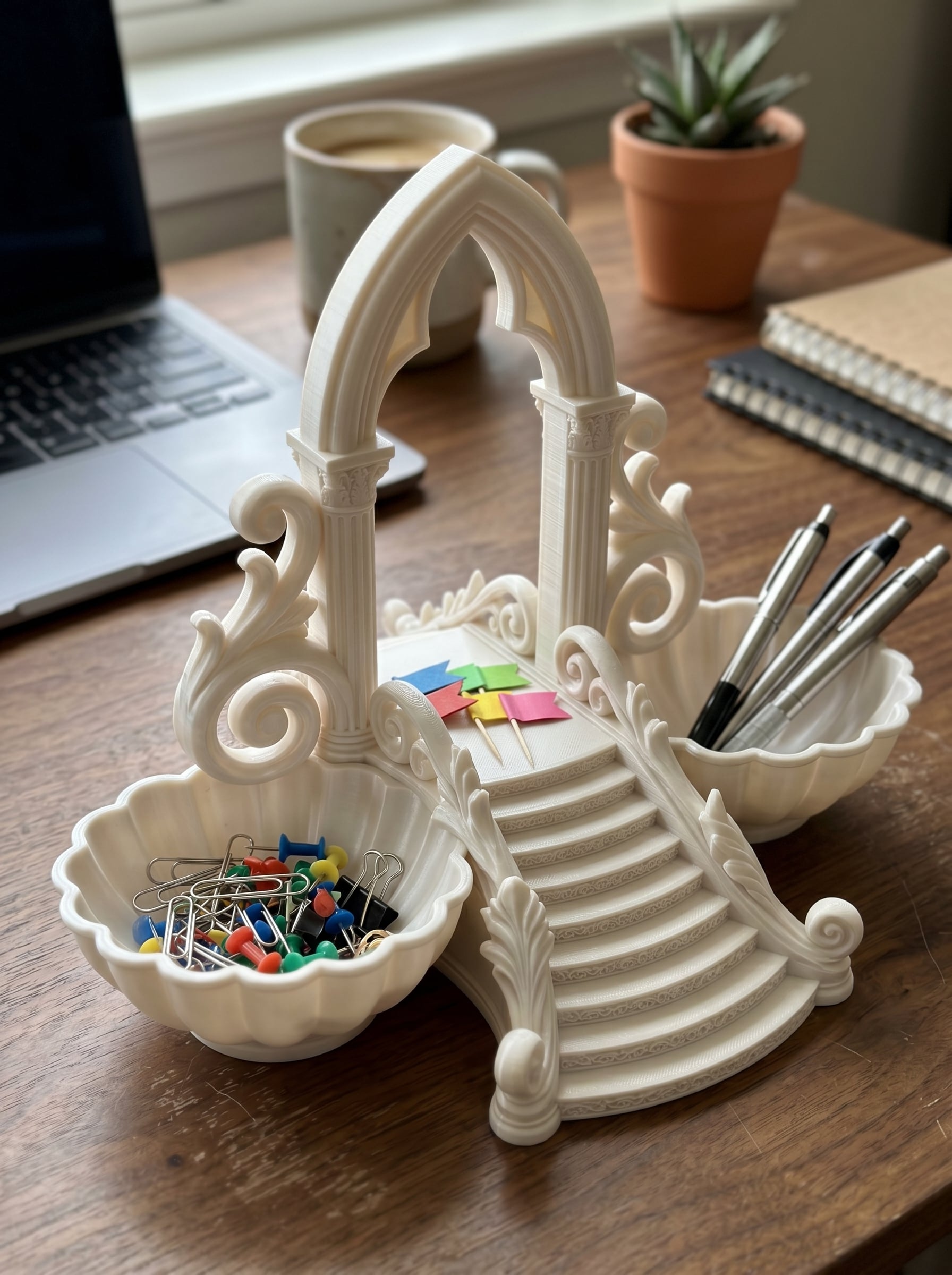 Gothic Arch Desk Organizer & Pen Holder 3d model