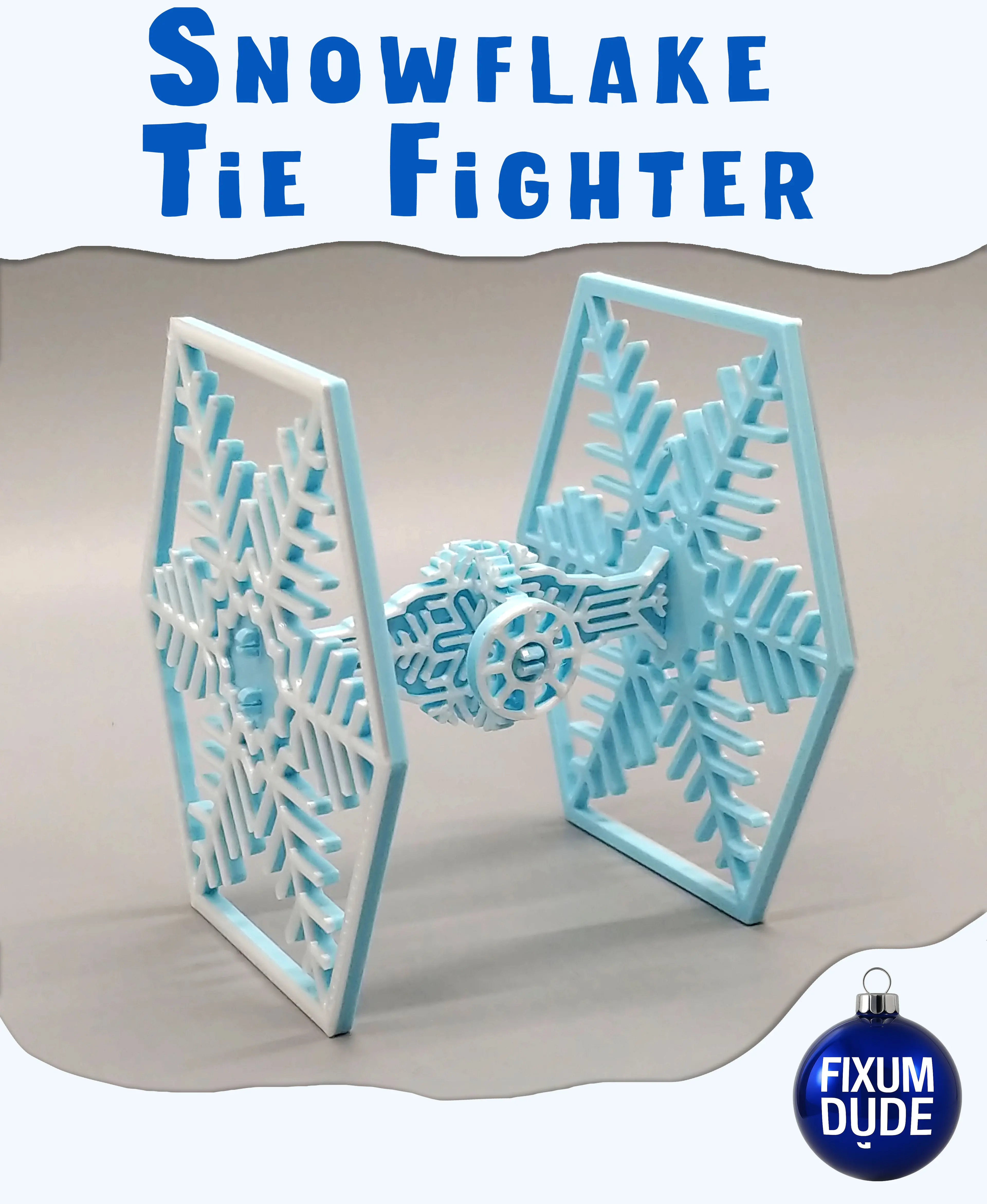 Snowflake TIE Fighter Kit Card Ornament 3d model