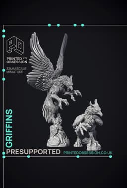 Griffins - 2 Models - PRESUPPORTED- Heaven Hath no Fury - 32mm scale 3d model
