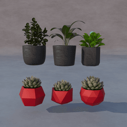 Concrete Planter Collection x 6 Models 3d model