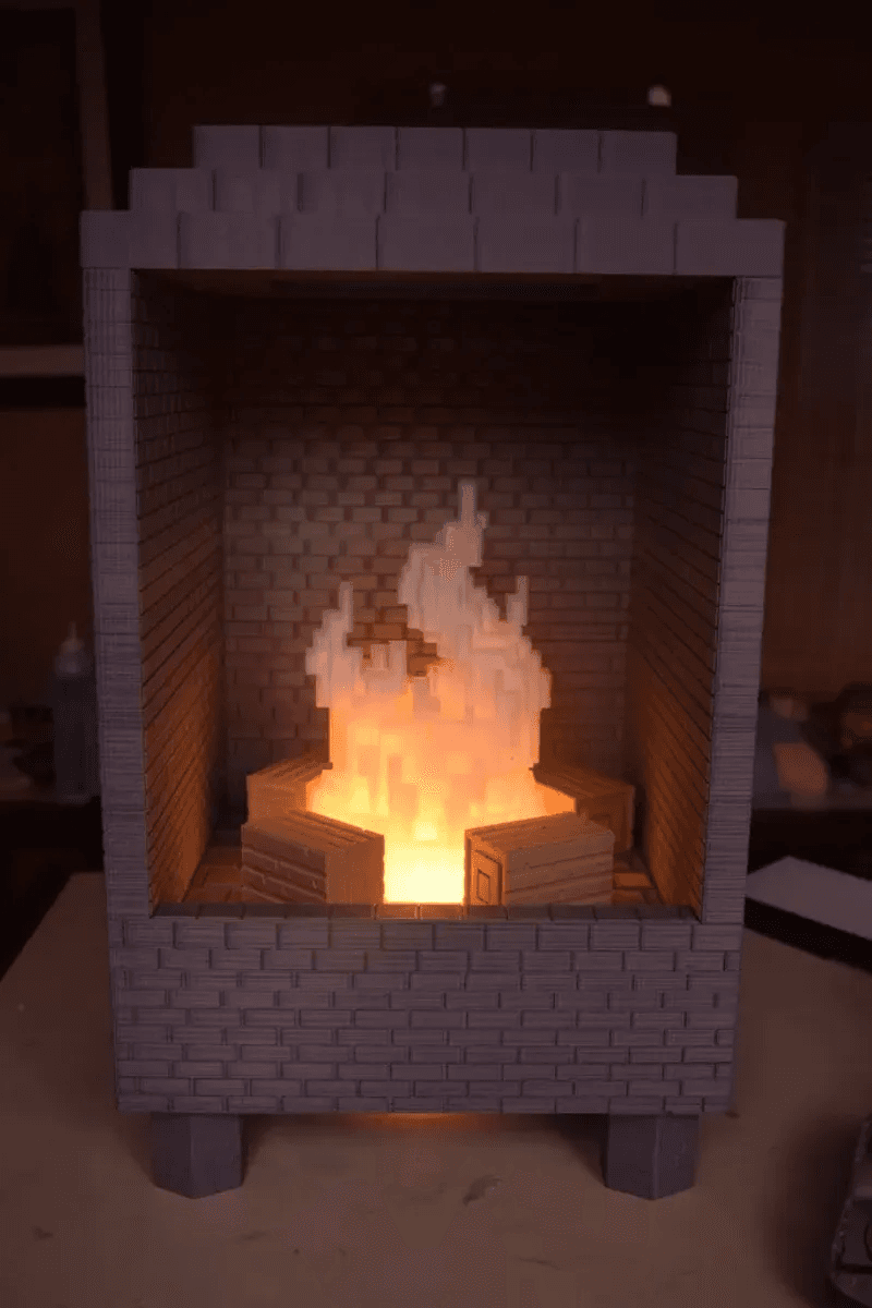 Minecraft/8-bit Led Fireplace 3d model