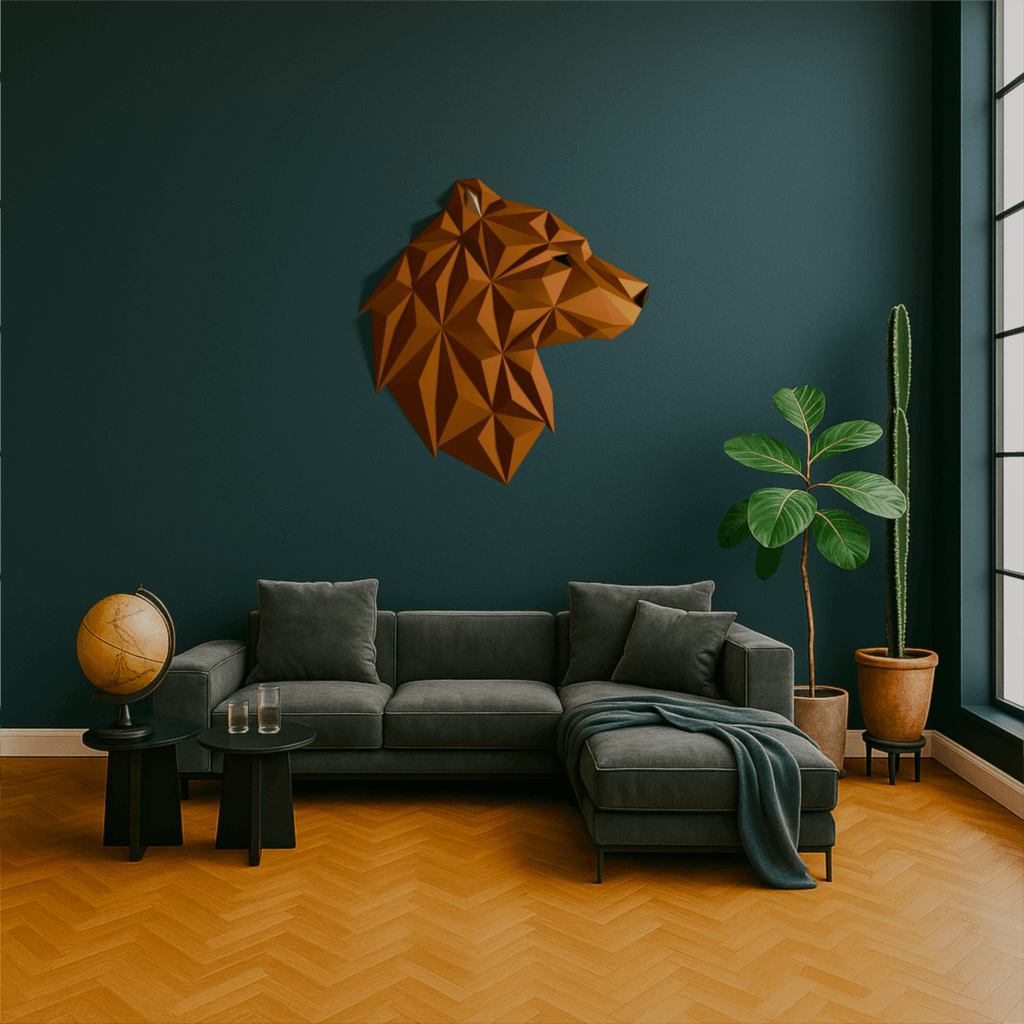 Geometric Bear head - wall design 3d model