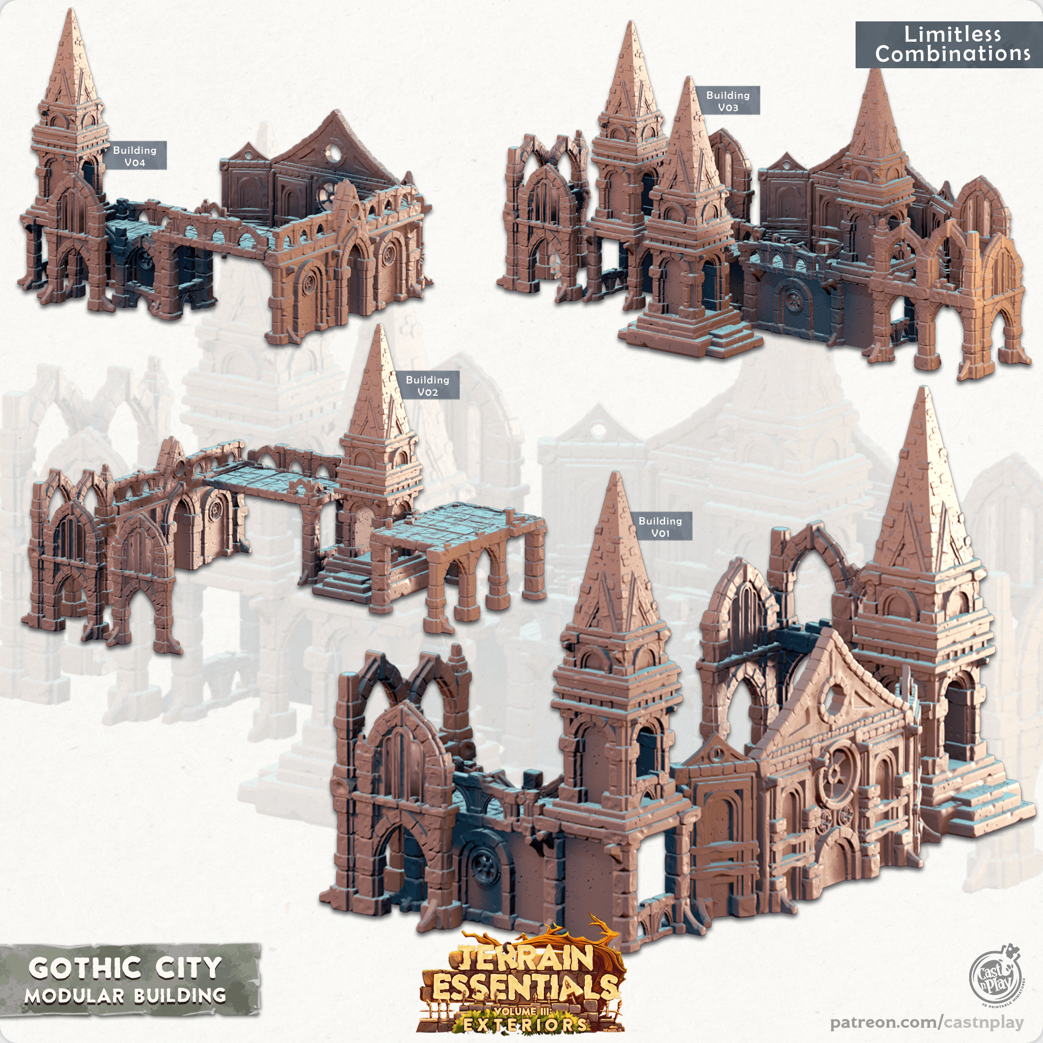 Gothic City Set (Pre-Supported) 3d model