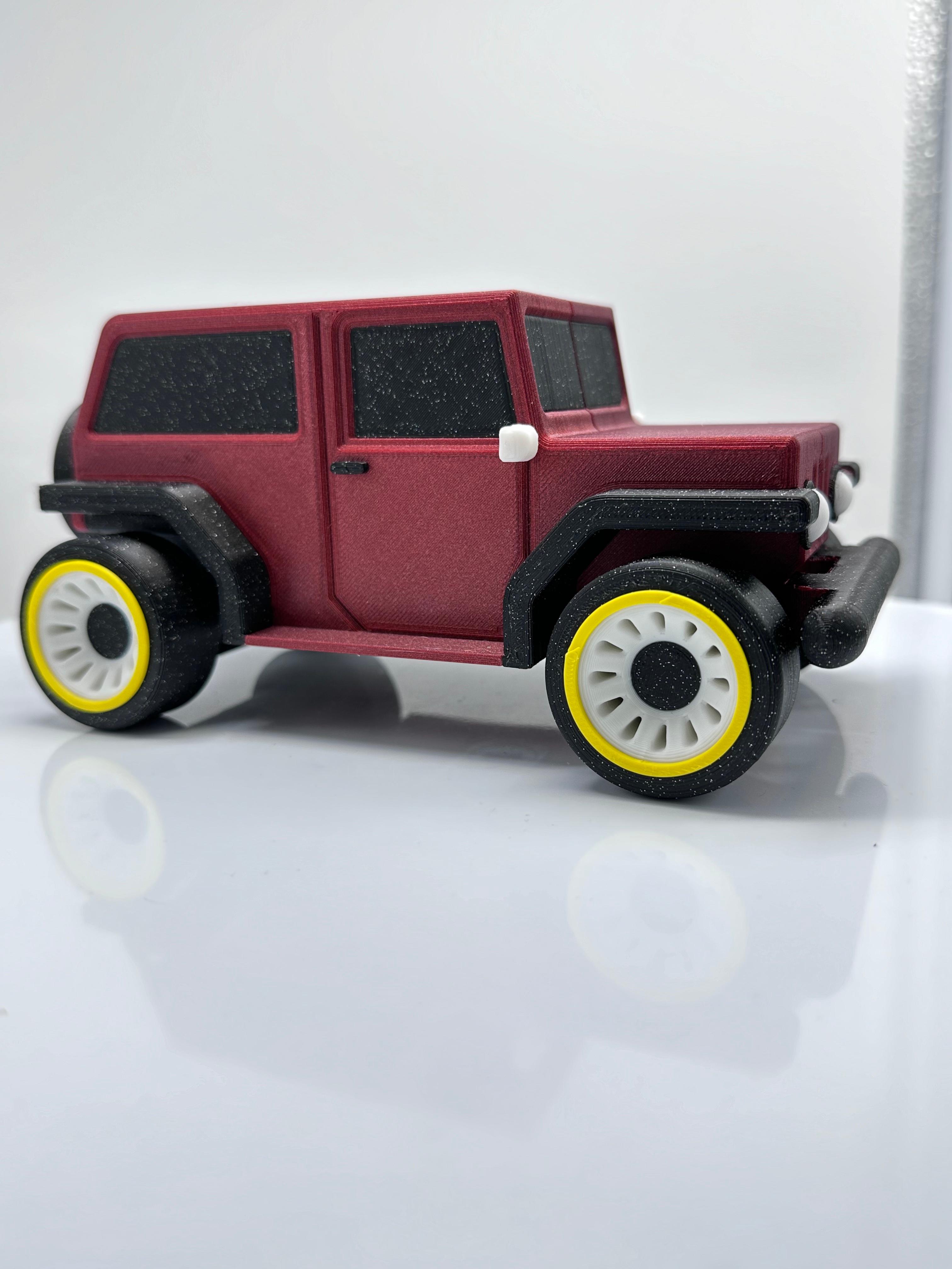 Print in Place Articulating Jeep, Off Road, Toy 3d model