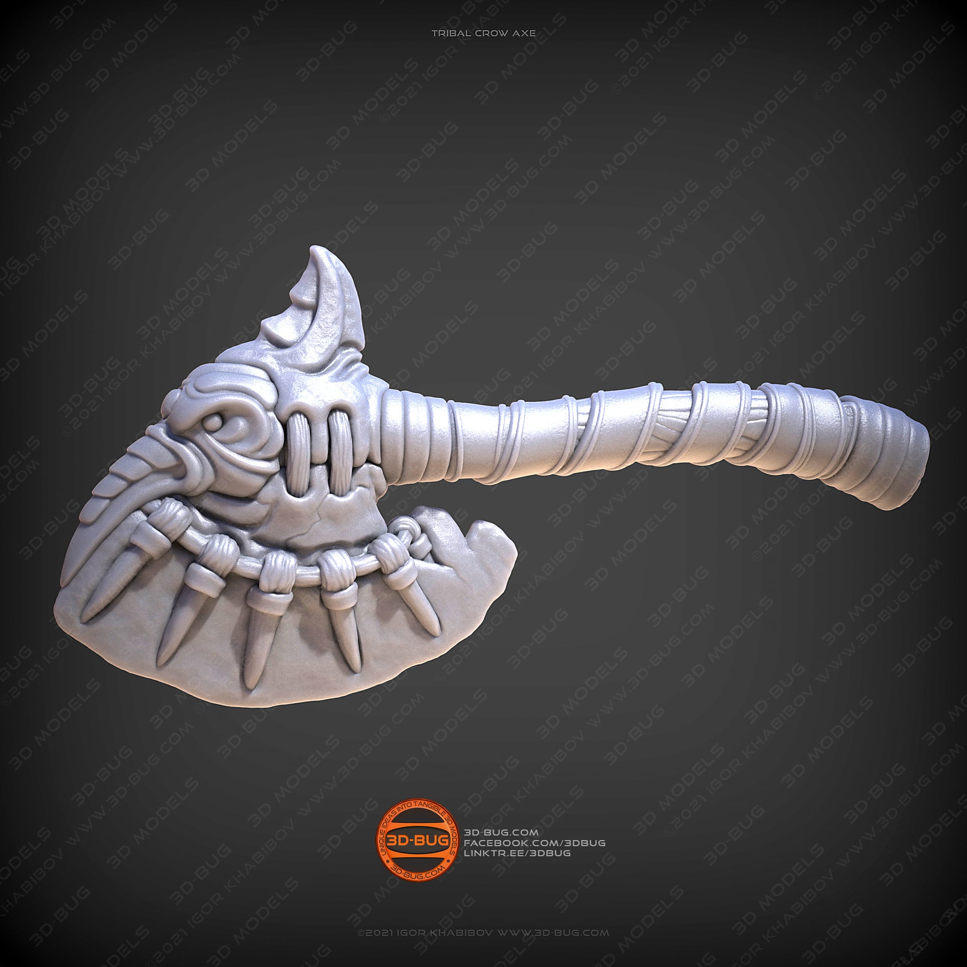 Tribal Crow Axe 3d model