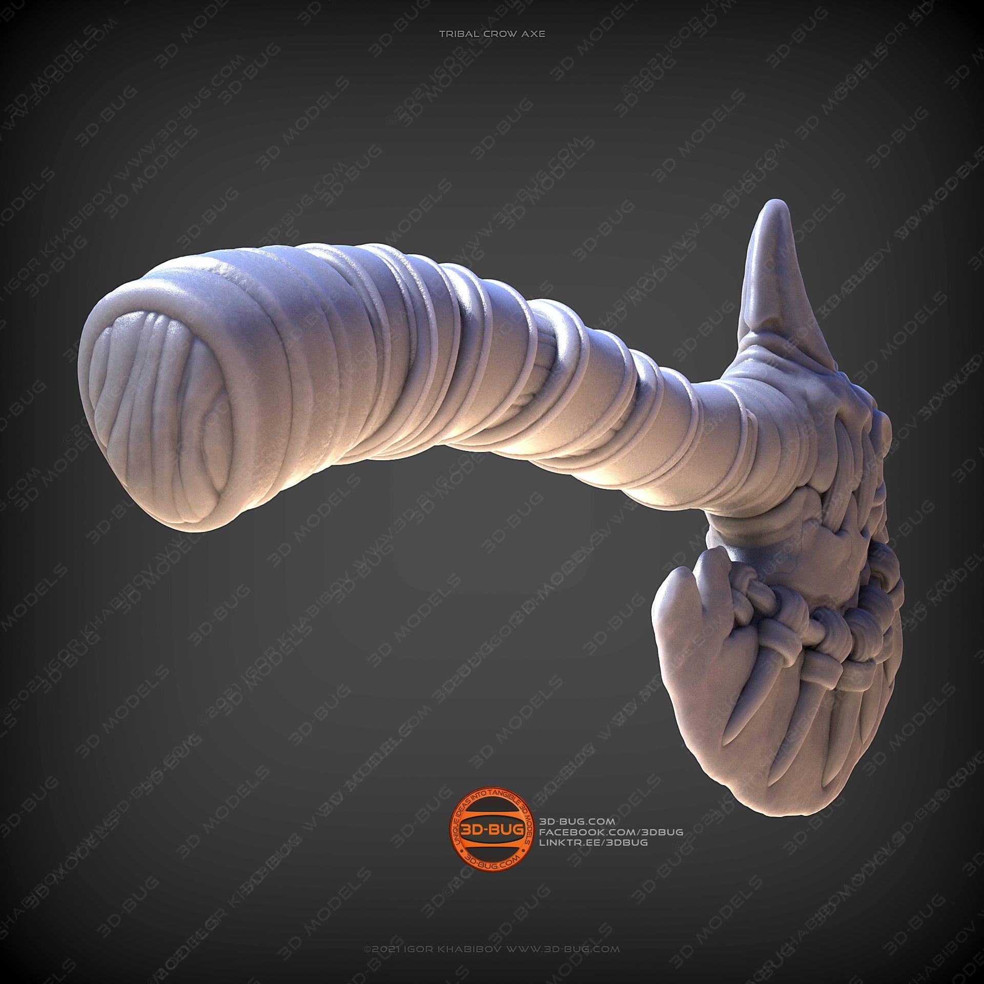 Tribal Crow Axe 3d model