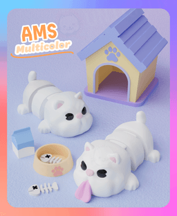 Flexi Persian Cat Keychain with Cat House (Multicolor) 3d model