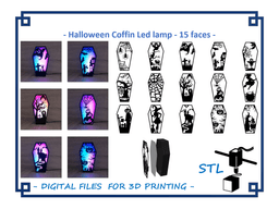 Halloween coffin LED lamp - 15 interchangeable faces 3d model