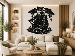 Pirate Ship Storm 2D Wall Art.stl 3d model