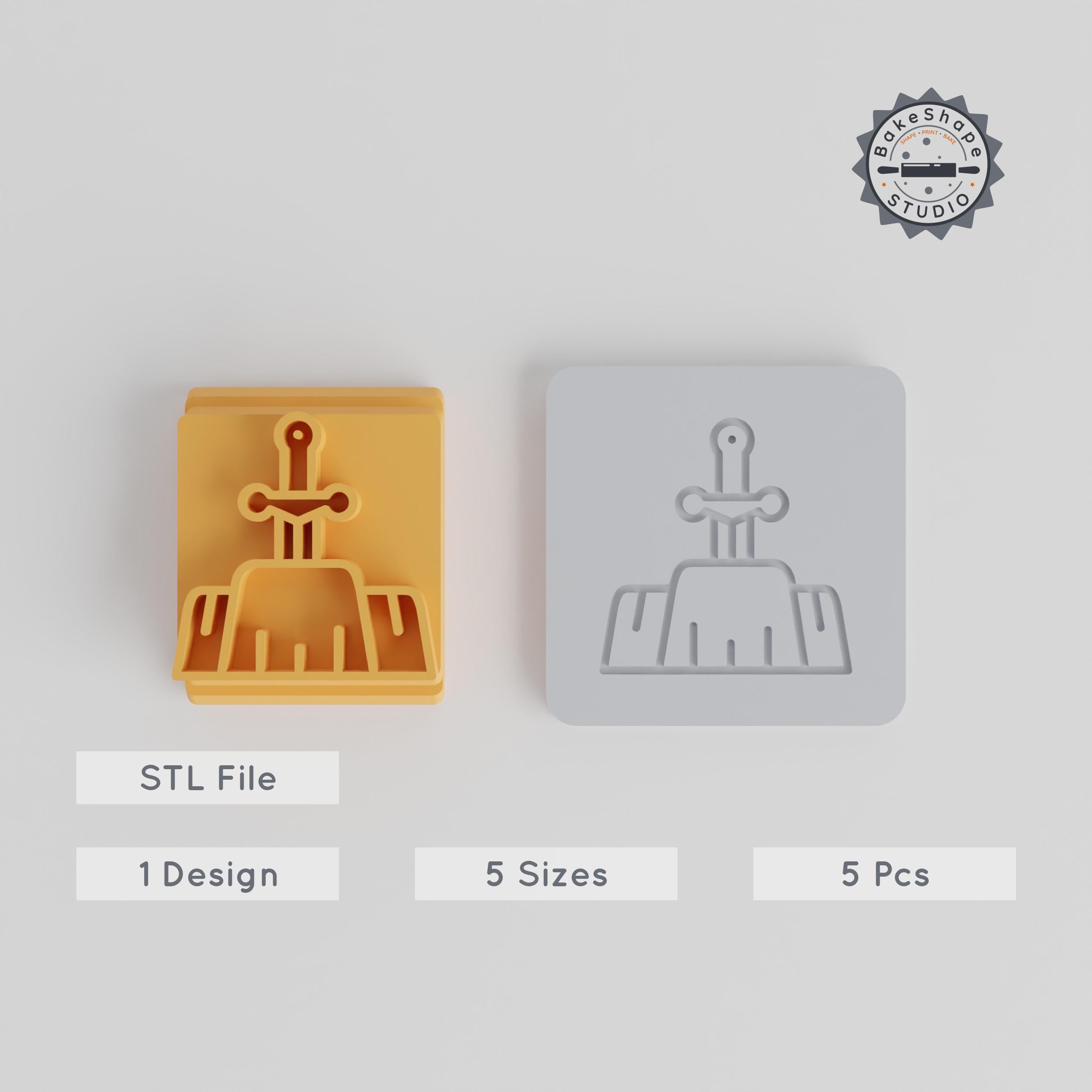 Fantasy Sword Stamp Tile Set, 5 Unique Motif Sizes, Perfect for Clay, Cookies & Fondant PRODUCT_2130 3d model